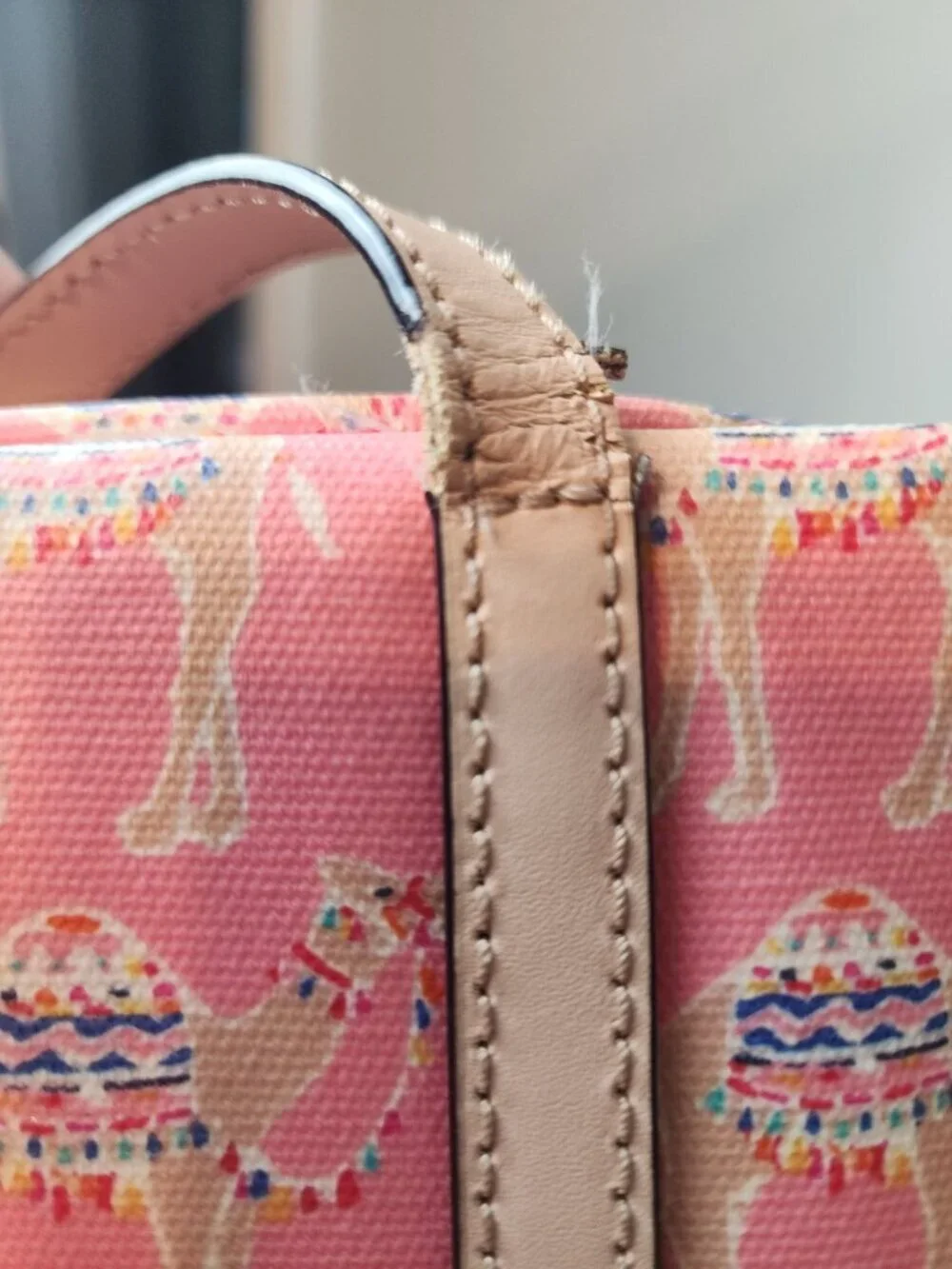 ! As Is ! Kate Spade Spice Things Up Camel Print Shopper Tote Bag DIY Repair